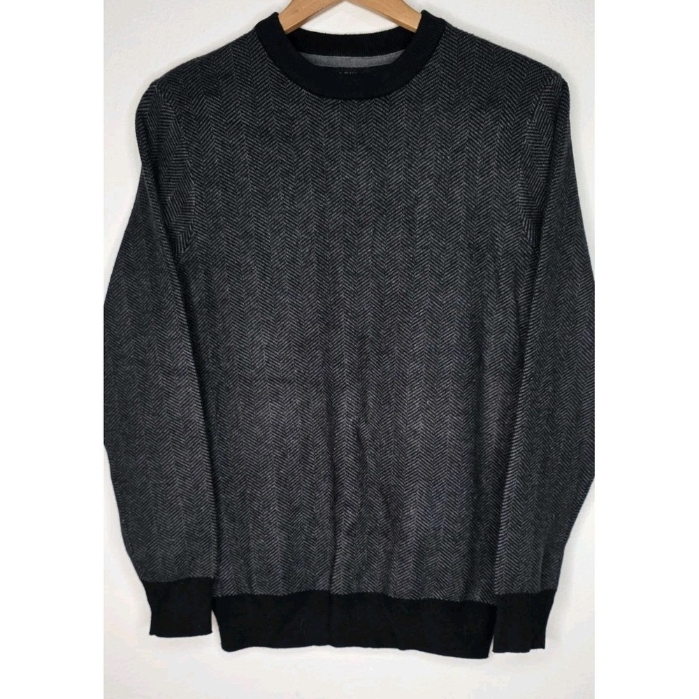 Lachlan Sweater Men S Pullover Black Gray‎ Herringbone Soft Long Sleeve Career